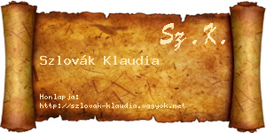 Szlovák Klaudia névjegykártya